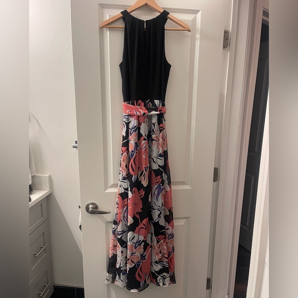 SLNY Black and Pink Floral Maxi Dress - Picture 2 of 3
